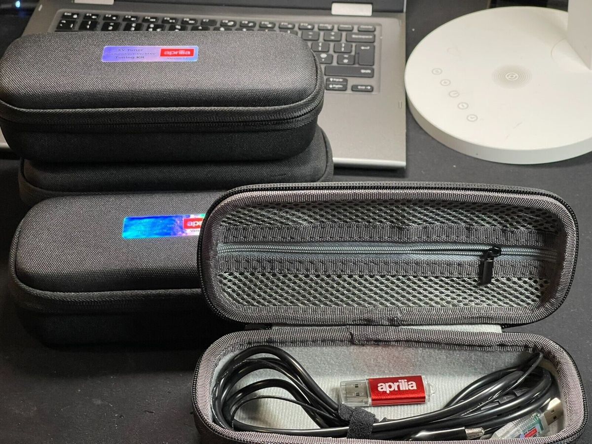 XV Tuner V2 complete kit — cable, USB drive with maps and software, carrying case, all packed for trackside tuning
